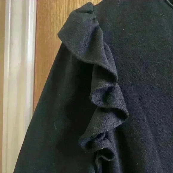 Jerell of Texas Vintage Long Ruffle Sleeve Fit & Flare Dress Black w/ Stripes - Picture 5 of 9